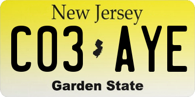 NJ license plate C03AYE