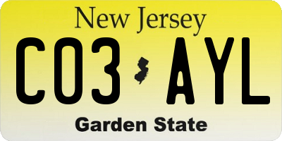 NJ license plate C03AYL