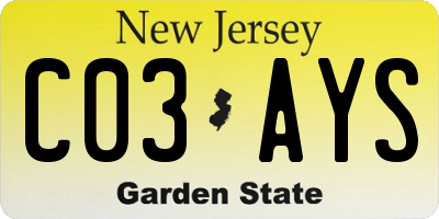NJ license plate C03AYS