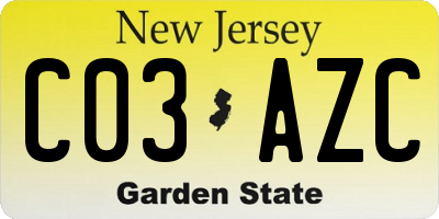 NJ license plate C03AZC