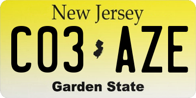 NJ license plate C03AZE