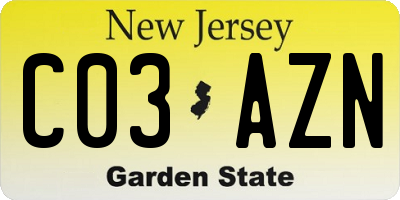 NJ license plate C03AZN