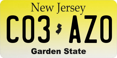 NJ license plate C03AZO
