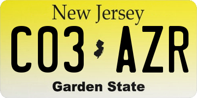 NJ license plate C03AZR