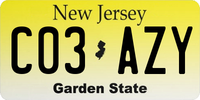 NJ license plate C03AZY