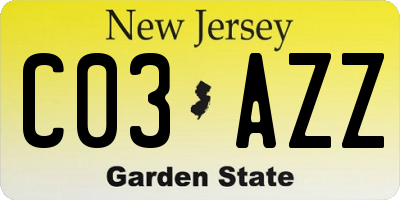 NJ license plate C03AZZ