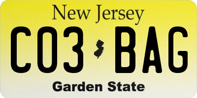 NJ license plate C03BAG