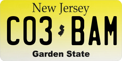 NJ license plate C03BAM