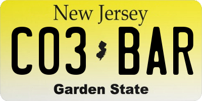 NJ license plate C03BAR