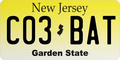 NJ license plate C03BAT