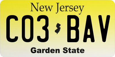 NJ license plate C03BAV