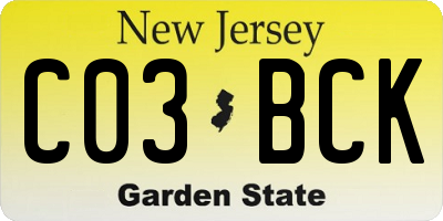 NJ license plate C03BCK
