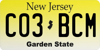 NJ license plate C03BCM