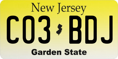 NJ license plate C03BDJ