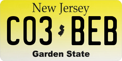NJ license plate C03BEB