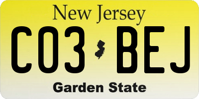 NJ license plate C03BEJ