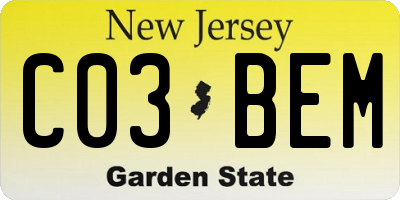 NJ license plate C03BEM