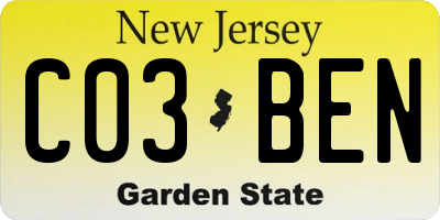 NJ license plate C03BEN