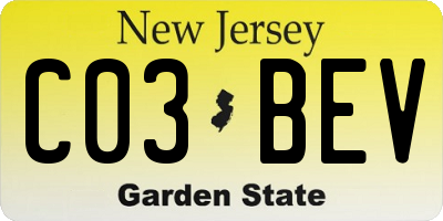 NJ license plate C03BEV