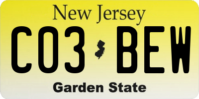NJ license plate C03BEW