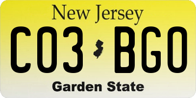 NJ license plate C03BGO