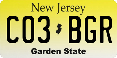 NJ license plate C03BGR