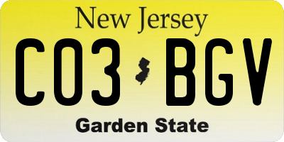NJ license plate C03BGV
