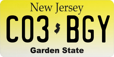 NJ license plate C03BGY