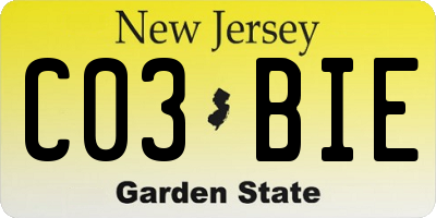 NJ license plate C03BIE