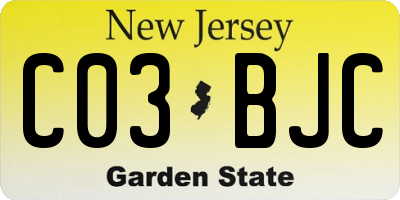 NJ license plate C03BJC