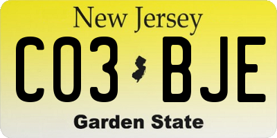 NJ license plate C03BJE