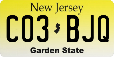NJ license plate C03BJQ