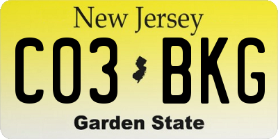 NJ license plate C03BKG