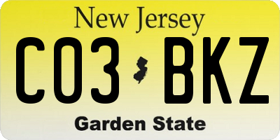 NJ license plate C03BKZ