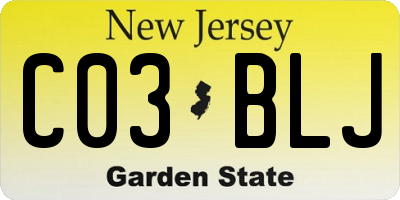 NJ license plate C03BLJ