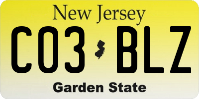 NJ license plate C03BLZ