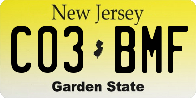NJ license plate C03BMF