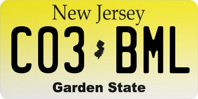 NJ license plate C03BML