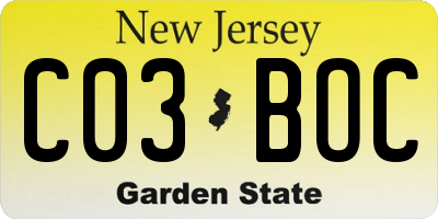 NJ license plate C03BOC