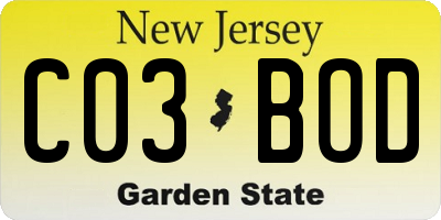 NJ license plate C03BOD