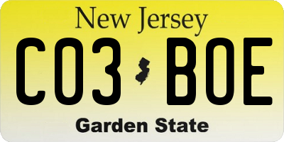NJ license plate C03BOE