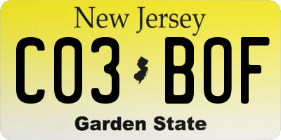 NJ license plate C03BOF