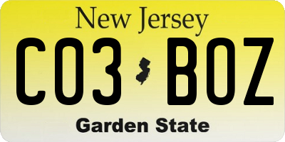 NJ license plate C03BOZ