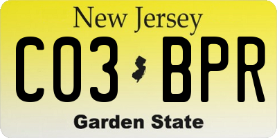 NJ license plate C03BPR
