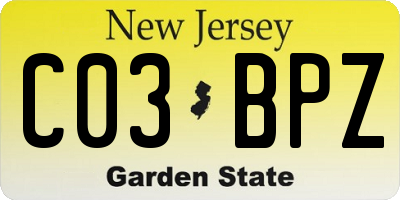 NJ license plate C03BPZ