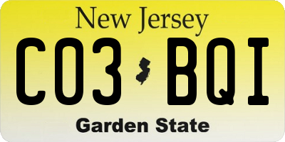 NJ license plate C03BQI