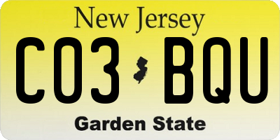 NJ license plate C03BQU