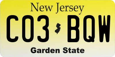 NJ license plate C03BQW