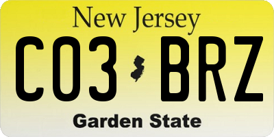 NJ license plate C03BRZ
