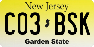 NJ license plate C03BSK